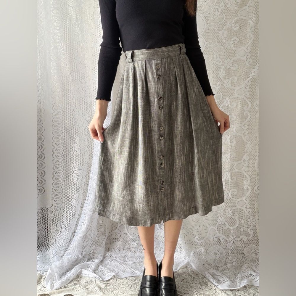 Vintage 90s Button Front Midi Skirt Norton McNaughton Size 8